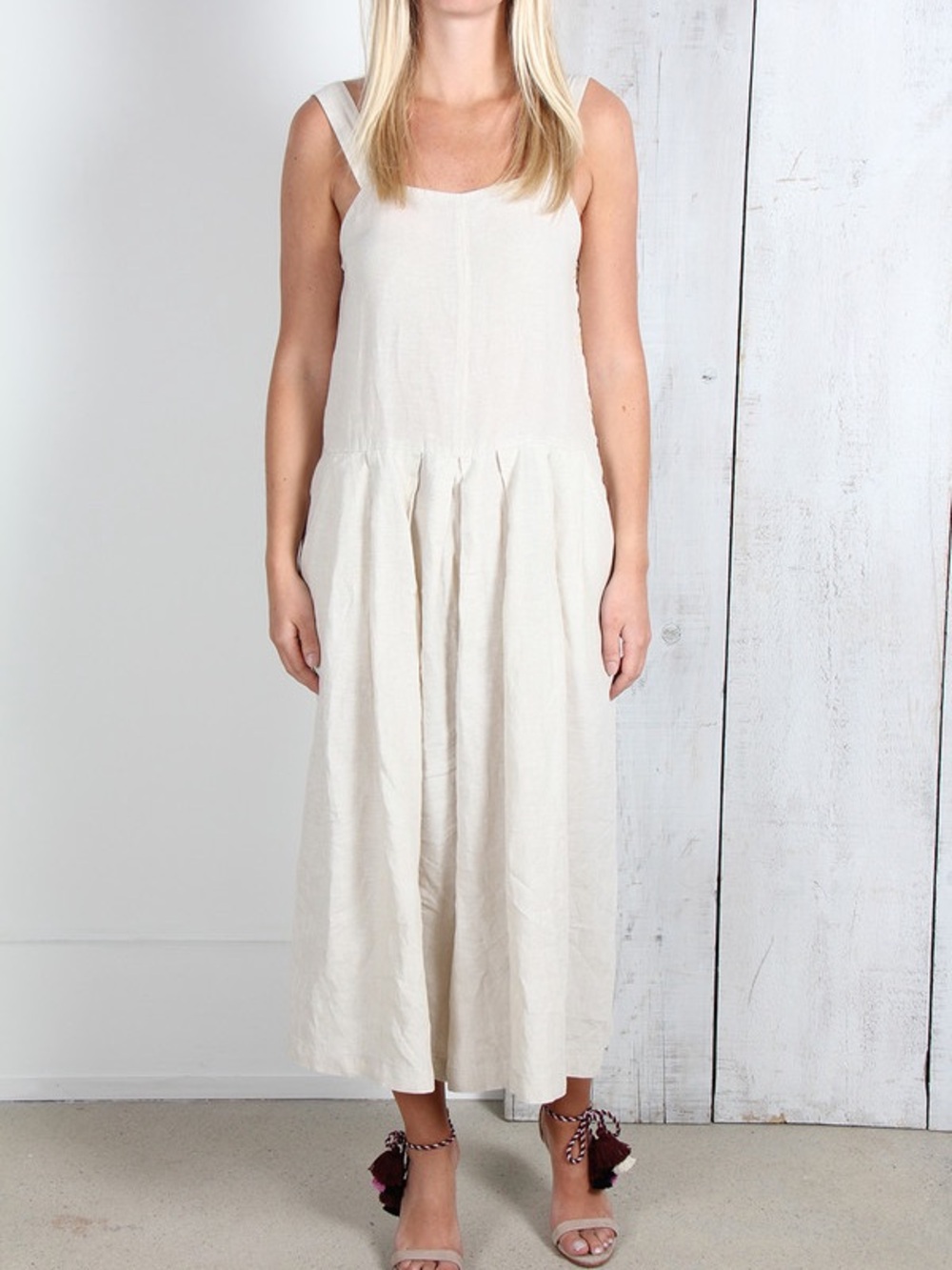 Rachel Comey Costello Jumpsuit Dress Linen Midi pleated S M 4 made in USA 100%